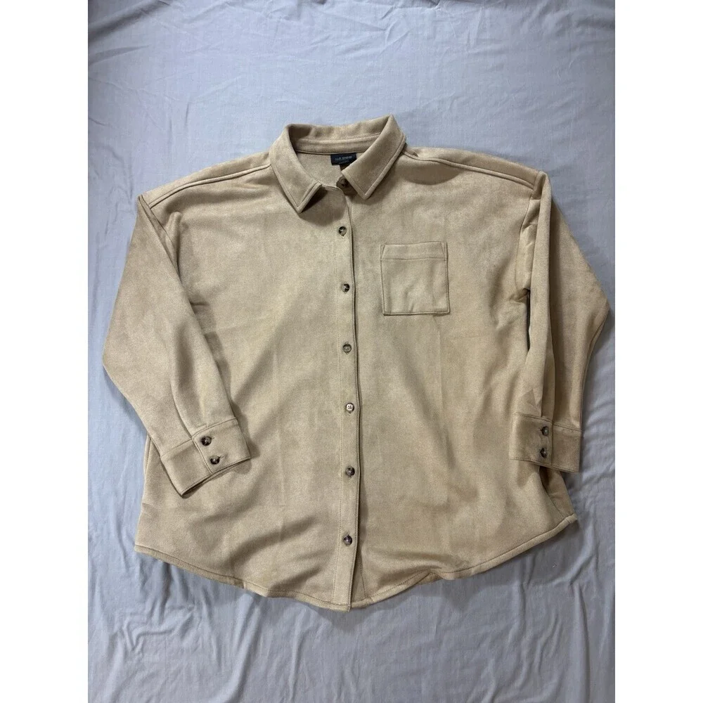 J Jill Womens Faux Suede Super Soft Stretch Shacket PL Petite Large L